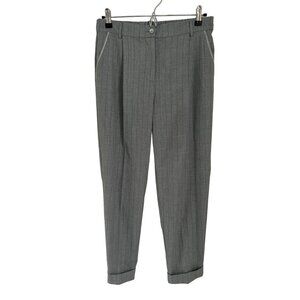 DIVINE CASHMERE Gray Pants High Rise Adjustable Back Stripes Silver Detail Size